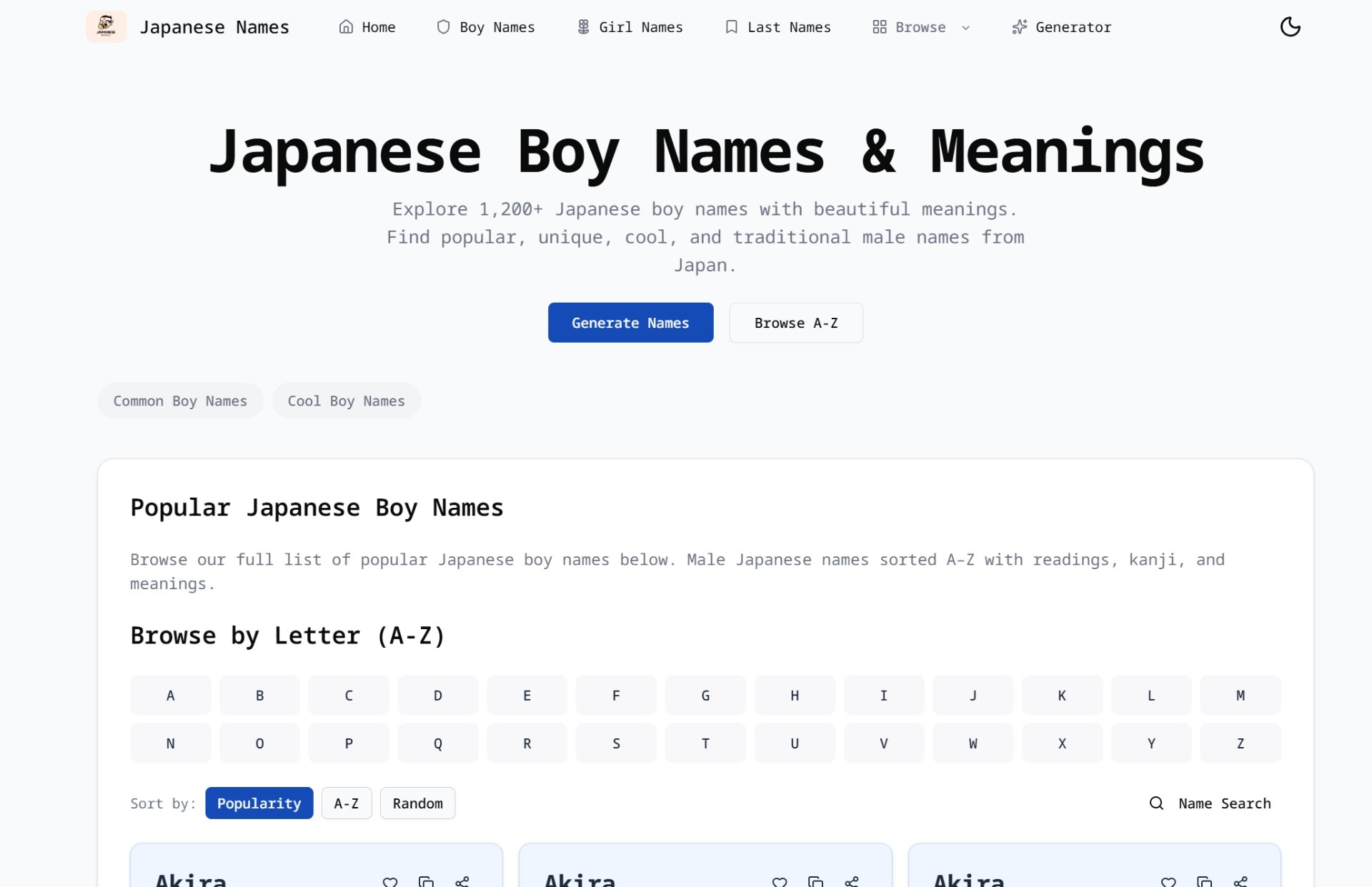 Japanese Name Generator