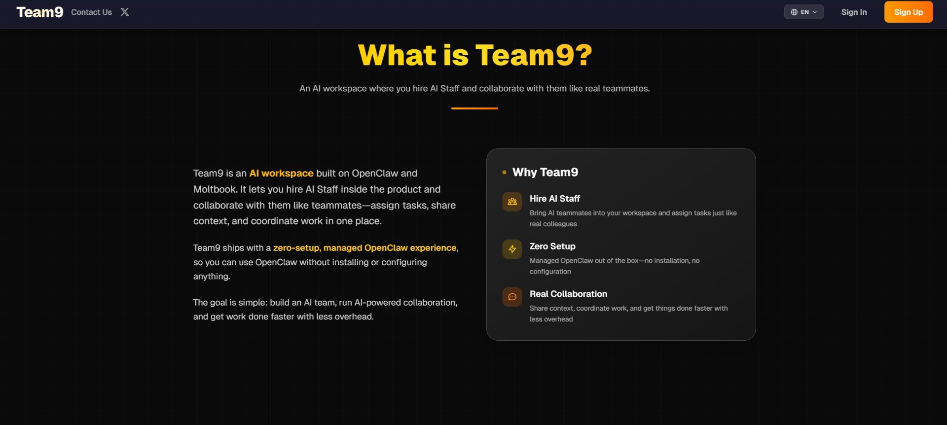 Team9 - Bring a OpenClaw to Your Team.