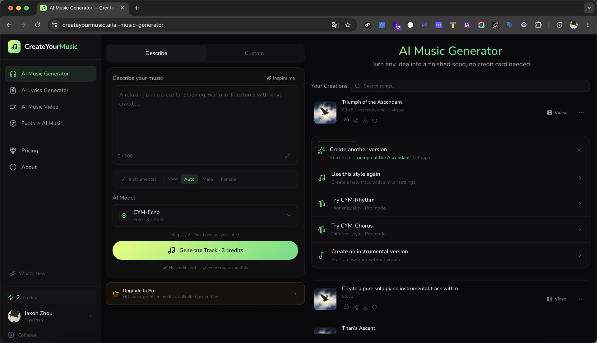 CreateYourMusic AI