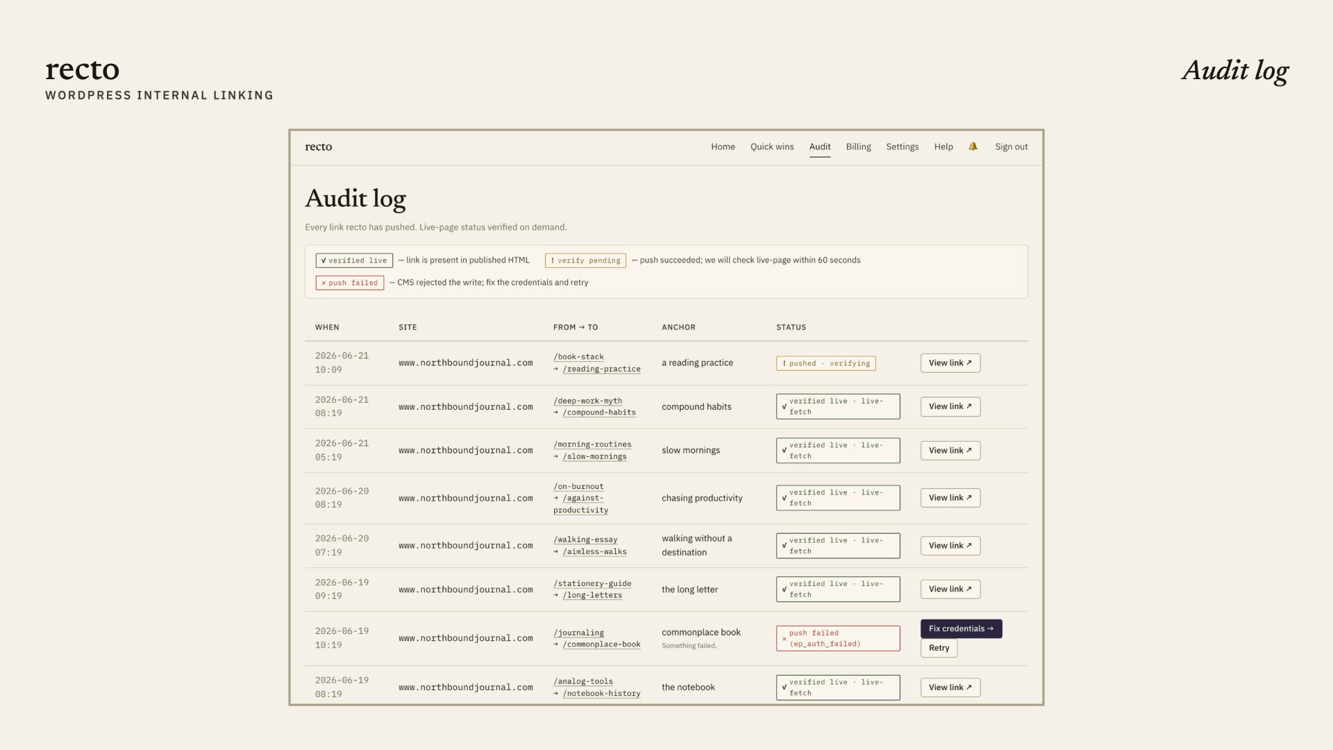Recto - Internal Link Solver